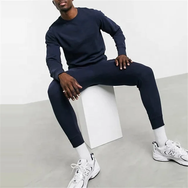QIANHUI Best Seller Bulk Man Blank Custom Logo Hoodie Long Sleeve Jumper Fitted Crew Neck Sweatshirt Man