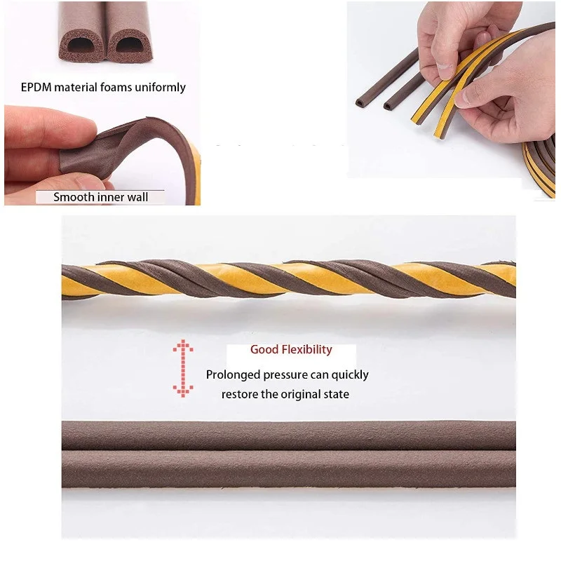 Rubber sealing adhesive tapes for windows, doors, D sealing gasket