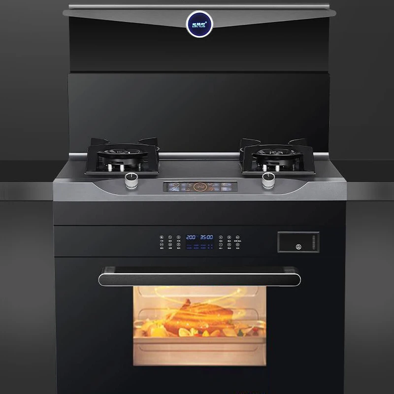 High quality Micro steaming and baking machine with range hood and stove stainless steel 2burners for kitchen