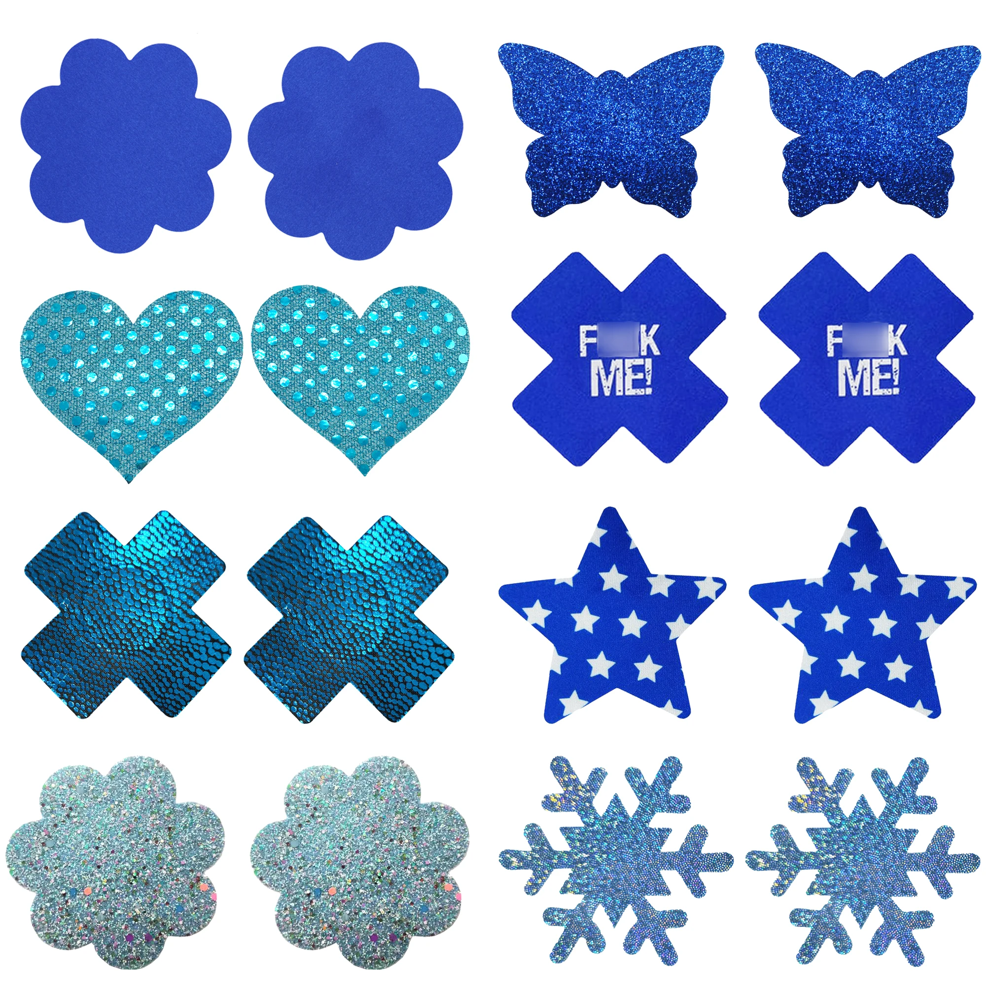 Blue Sexy Custom Printed Breast Nipple Sticker Disposable Design Silver Adhesive Pasties Cover for Women Intimates Accessories