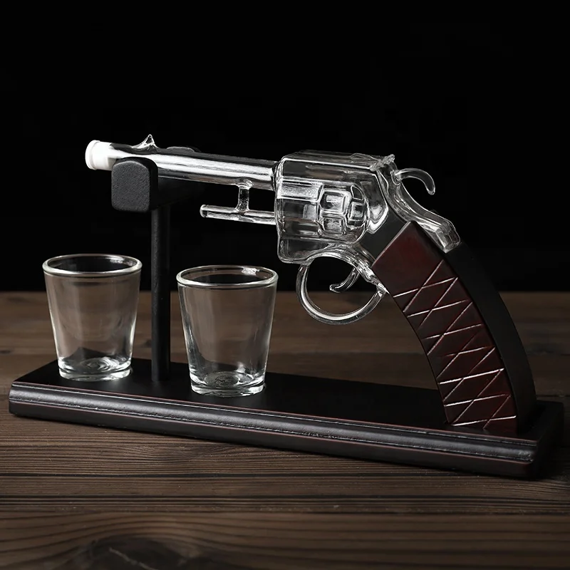 Wholesale Cheap Gift Packing Bulk Glass Whiskey AK Pistol Gun Shaped Liquor Decanter Sets Tequila Vodka Bottle