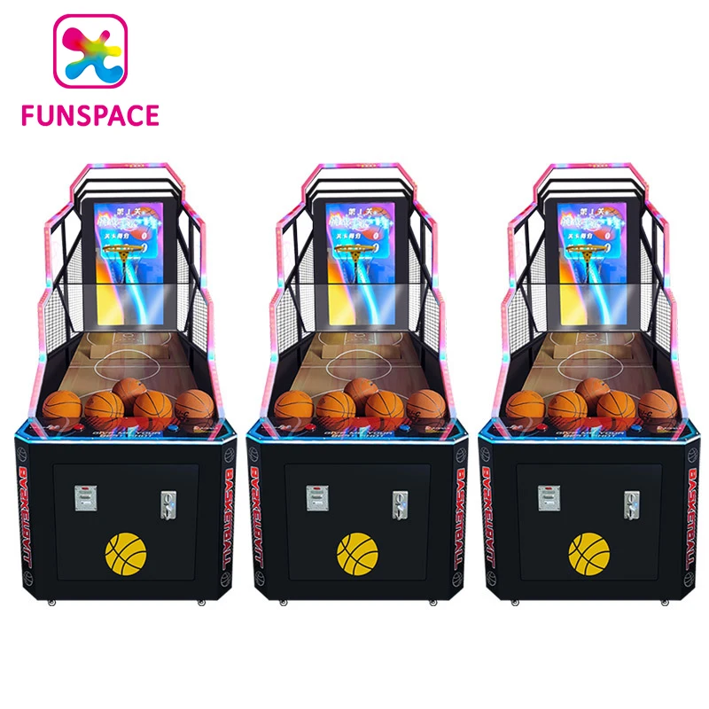 Funspace Coin Operated Indoor Amusement Center Electronic Arcade Street Basketball Arcade Game Machine With Video