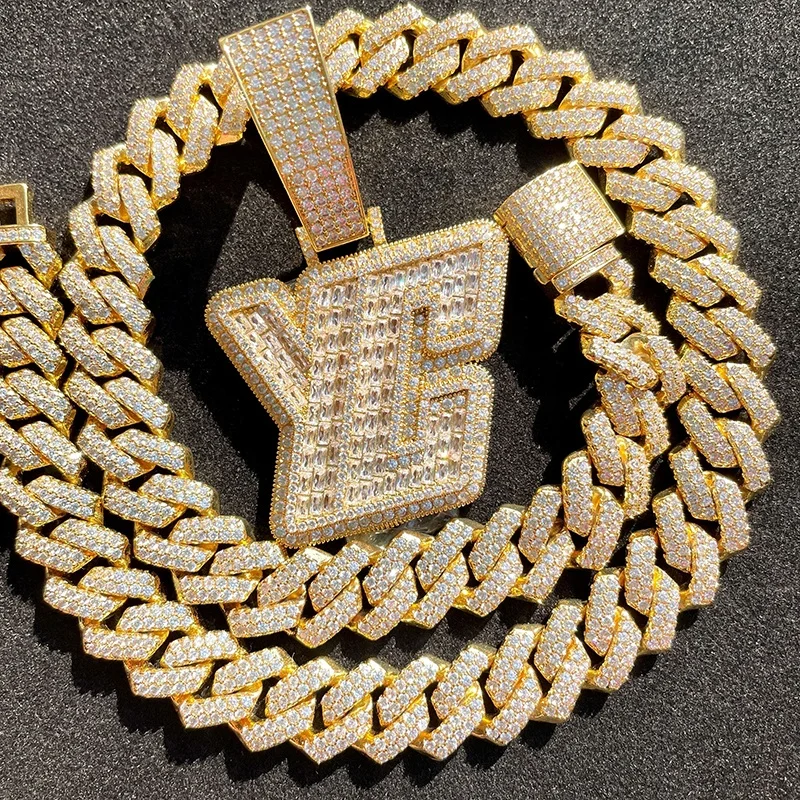 pass diamond tester hip hop jewelry s925 with vvs moissanite customize jewelry diamond custom pendant number pendant