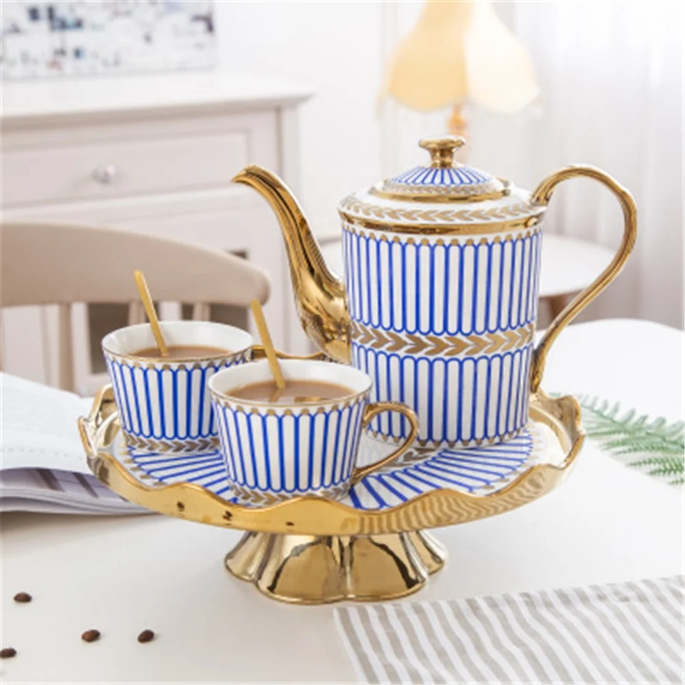European Rotary Tea Set Ceramic English Afternoon Tea Coffee Cup Household Teapot Complete Set of Luxury