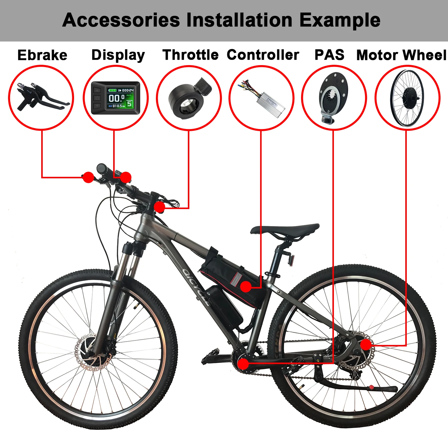 48V 1000W Rear Wheel Waterproof Ebike Conversion Kit for Electric Road Bike 26inch