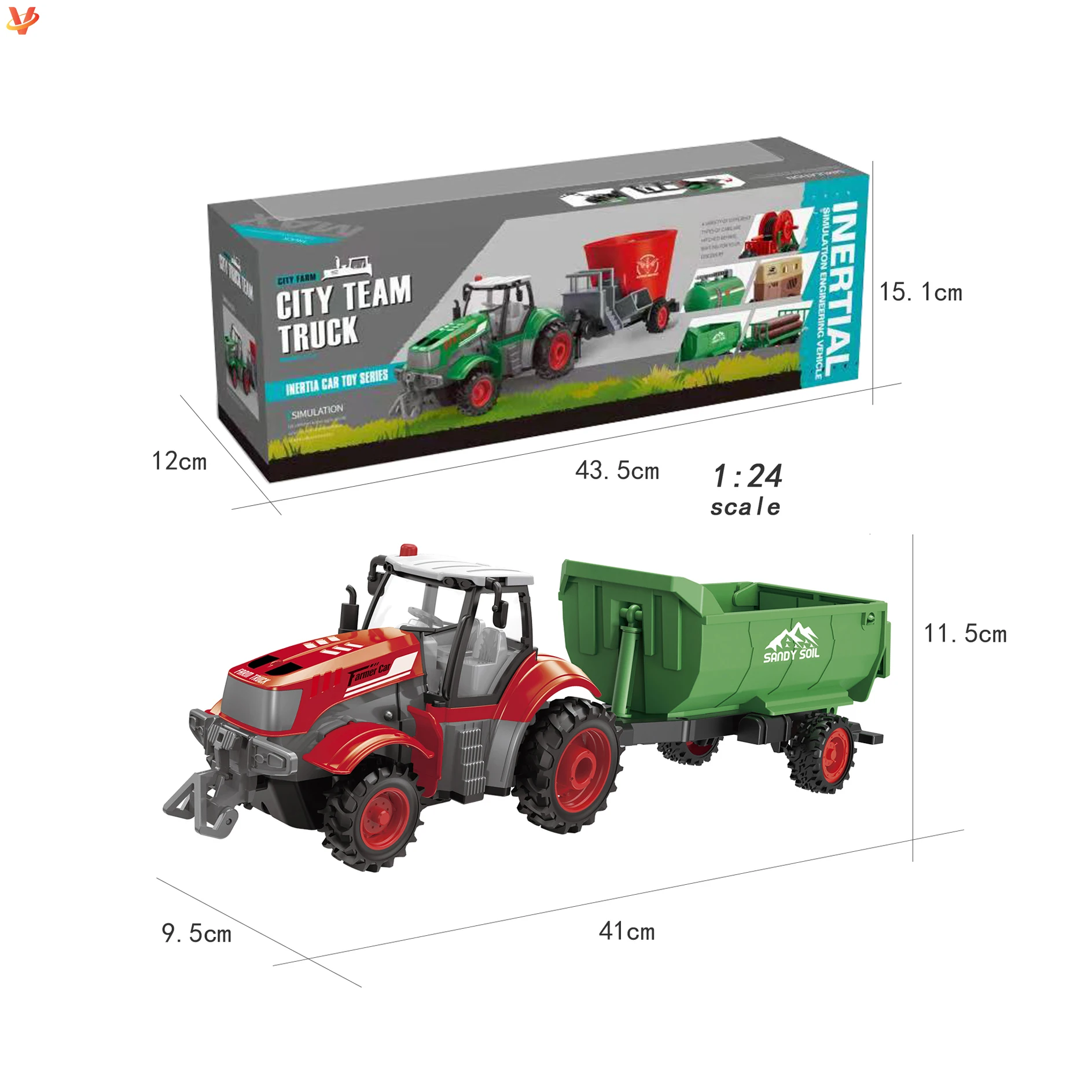 Alloy Small toys Diecast Children 1:24 trailer vehicle toy farmer sprinkler truck Friction Farm Tractor Vehicles