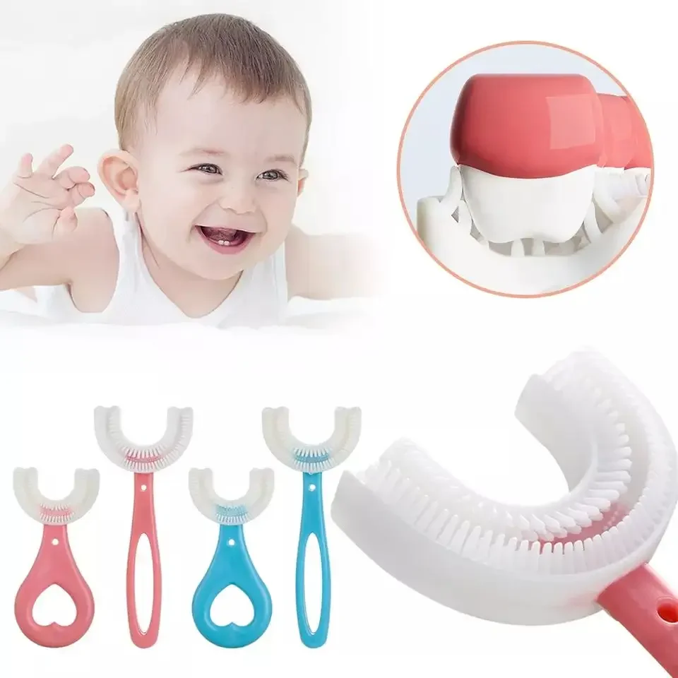 Silicone Baby Tooth Cleaner Brush Teether Brushes Oral U Shape Silicone Soft Head 360 Degree Deep Cleaning Brush