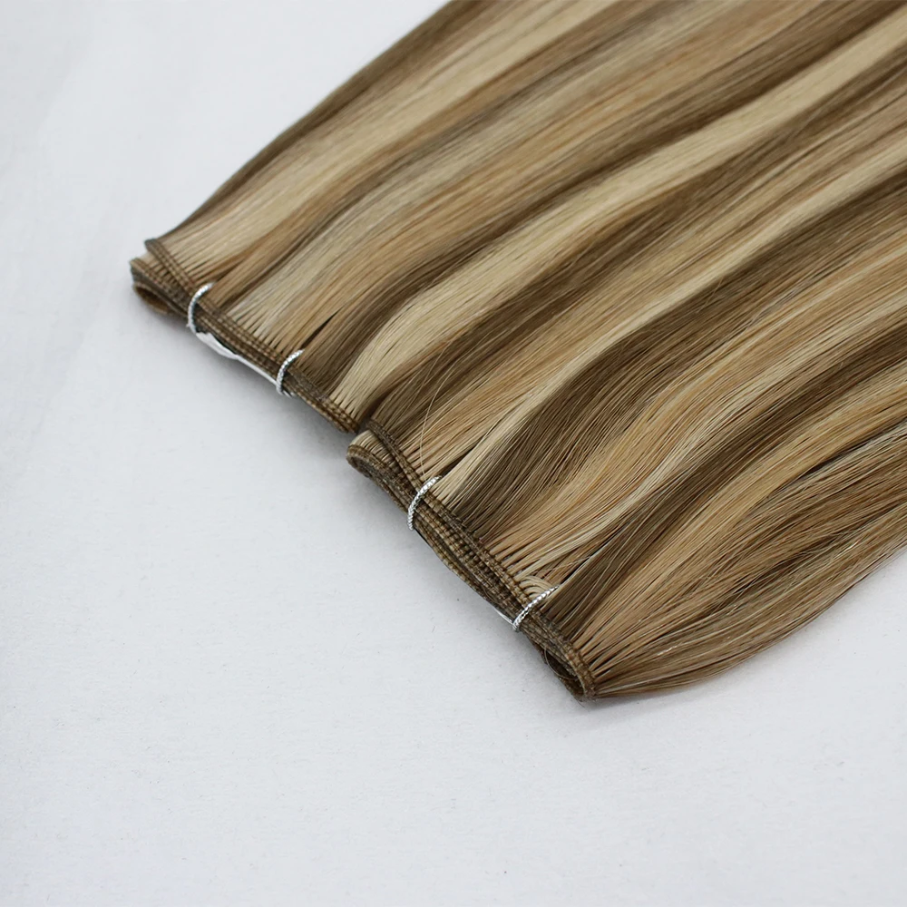 genius weft hair extensions human hair 100% remy virgin russian pu skin double drawn hand tied weft hair extension
