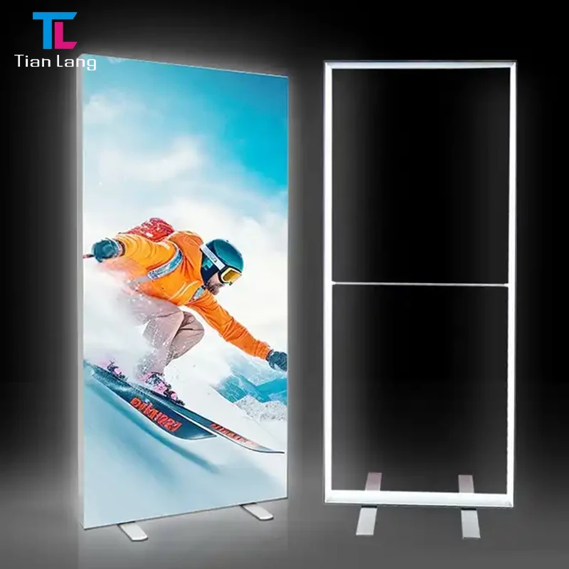 TianLang Drop Shipping Wall Mount Flex Textile Face Backlit Personalised Led Open Sign Aluminum Light Box Frame