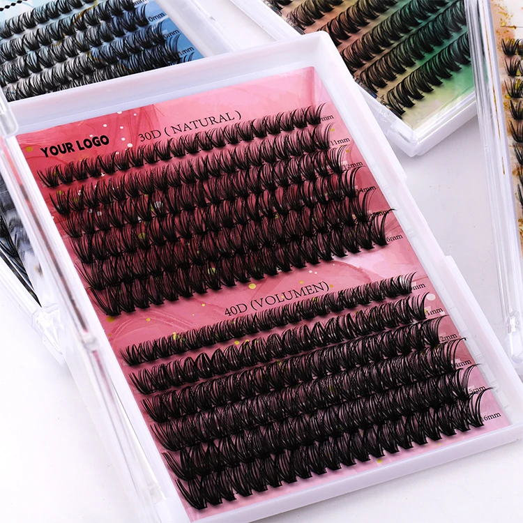 Fadvan Individual Custom Black Cluster Lash Natural Thin Band Segment Eyelashes DIY Lash Extension Kit Cluster Lashes Kit