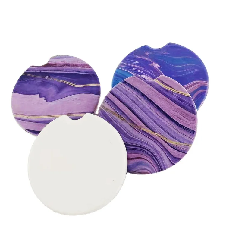 hot sale Customer Logo absorbent Round Plated cheap ceramic stone car coasters