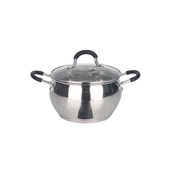 Best Selling Stainless Steel Stock Pot 16/18/20/24cm Deep Cooking Soup Pot with Lid and Double Ear