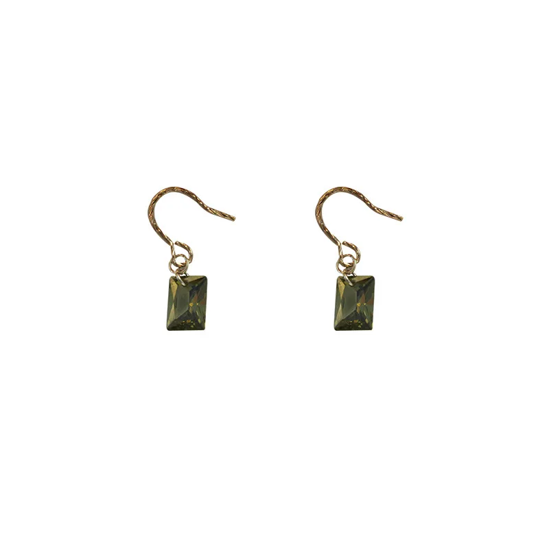 2022 Lot Natural Peridot Green Beads Dangle Aretes Jewelry Statement Rectangle Dangle Hook Earrings for Women