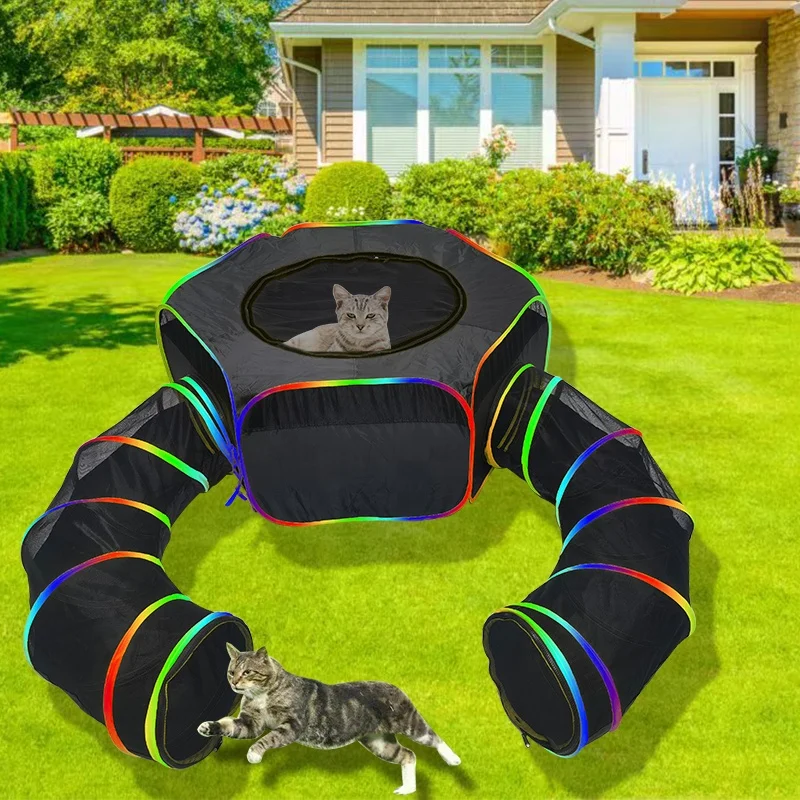 Pop Up Outdoor Breathable Rabbit Tent Mesh Oxford Bottom Pet Playpen Portable Yard Fence for Pet Guinea Pig, Rabbits, Hamste