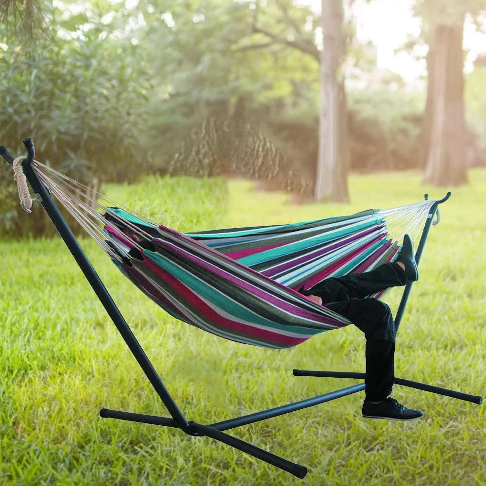 Portable Canvas Hammock Thicken Chair Swing Outdoor Garden Home Travel Camping Hammock Double Single People Hanging Bed