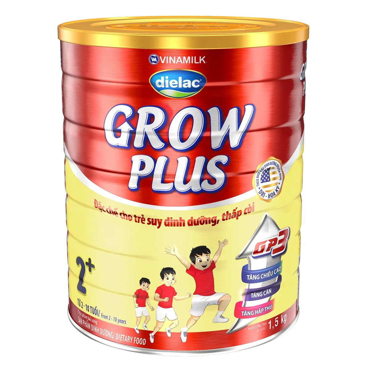 Детское порошковое молоко-молочный молок-Dielac Grow Plus-увеличение веса-шаг 2 (для детей от 2 до 10 лет) упаковка 1500 г олова