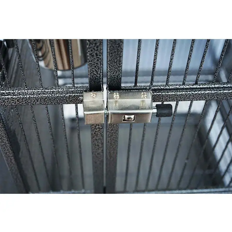 YOELLEN wholesale low price luxury big space black stainless steel metal iron parrot canary budgie pet bird cage with wheels