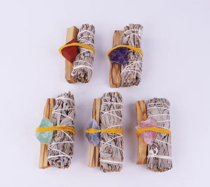 smudge kit  include white sage palo santo abalone and feather