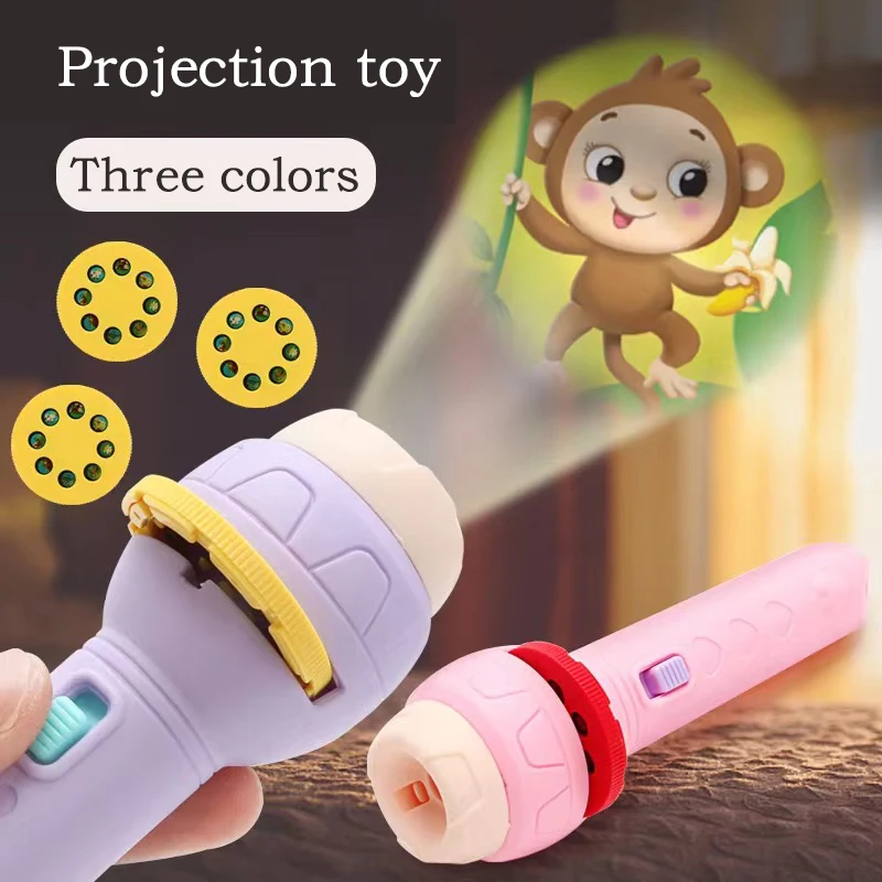 Baby Sleeping Story Book Light Up Pattern Toys Cartoon Animals Flashlight Projector Torch Lamp Toy