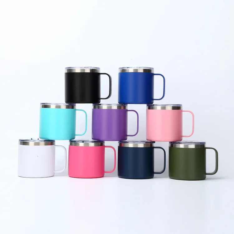 Wholesale 12oz 14oz Spill Proof Vacuum Double Wall Insulated Stainless Steel Travel Coffee Camping Mug with Handle