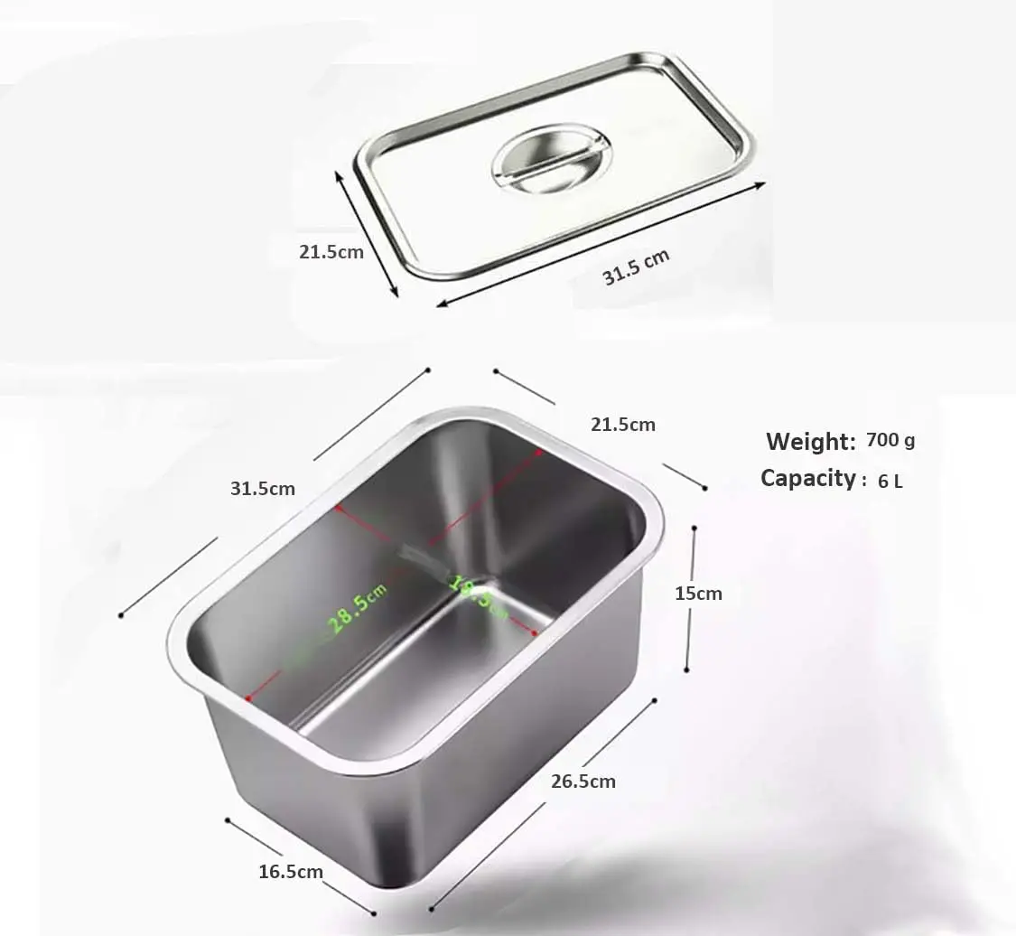 Stainless Steel Pans with Lid Steam Table Pan Stainless Steel Container Set Stackable Metal Steamer Pan Food Buffet Container