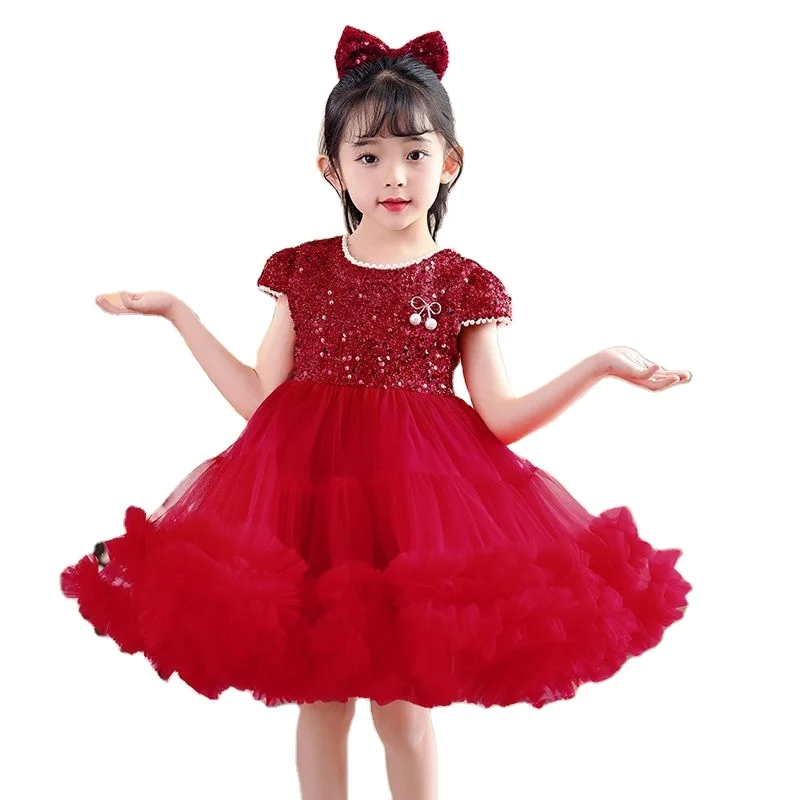 Girl Princess dress 2024 Flower child wedding Autumn dress Fashion piano performance dress