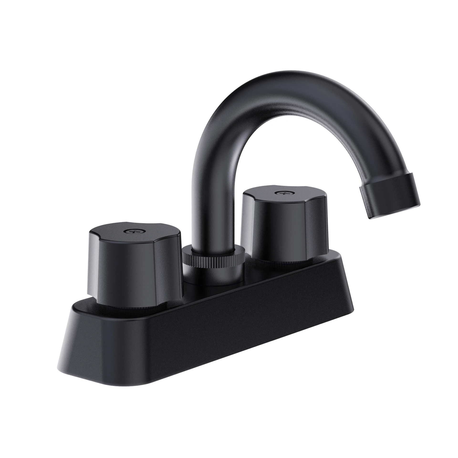 Chrome Rotatable Circular Nozzle Double Handle Bathroom Faucet With Pop-Up Drain Pipe And Water Supply Pipe
