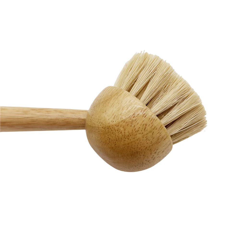 Kitchen Wooden Cleaning Dish Brush Bold Long Handle Dishwashing Brush Bamboo Sisal Pot Brush