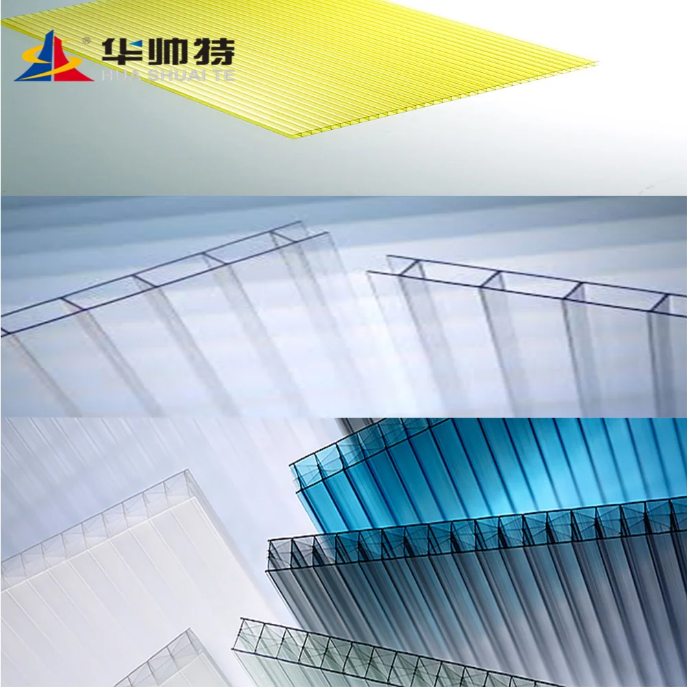 HUASHUAITE clear weather resistant pc soundproof hollow polycarbonate roofing sheet for greenhouse