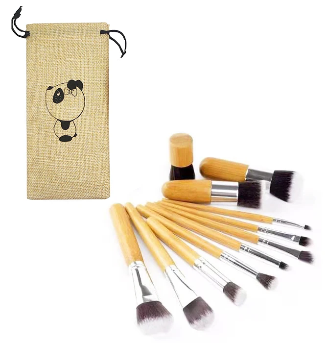 Private Label Eco-Short Bamboo Handle Organic Tools Eyeshadow bamboo Makeup Brush Set