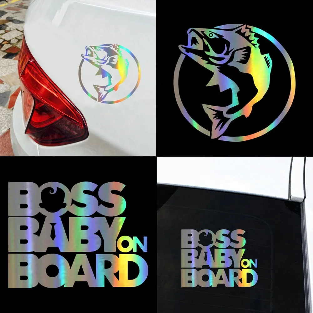Custom Car Reflective Laser Holographic Die Cut Transfer Window Windshield Vinyl Sticker Waterproof Decals