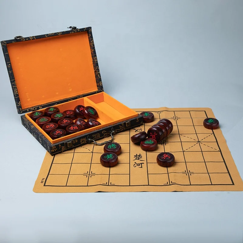 Caoxian Huashen Factory Direct High Quality Sandalwood Wooden Chinese Chess Set Polished Engraved Modern DIY Tray Inspired Love