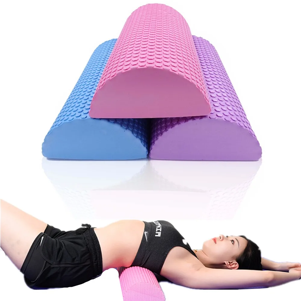 
30/45cm Half Round EVA Massage Foam Roller Yoga Pilates Fitness Equipment Balance Pad Yoga Blocks With Massage Floating Point 