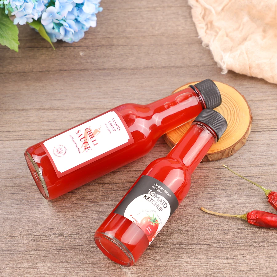 Classic Clear 90/150ml Round Jam Tomato Ketchup Glass Sauce Bottles with Sealed Screw Plastic Lid