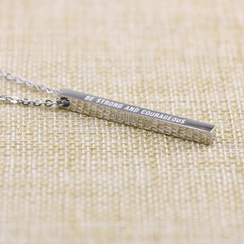 
Custom Personalized Vertical Bar Charm Name Letter Pendant Necklace Inspirational Jewelry 