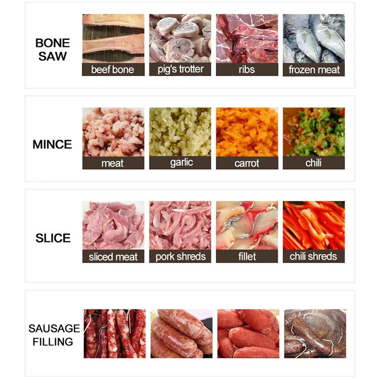 Factory direct butcher supplies automatic goat meat bone cutter cutting machine with meat grinder