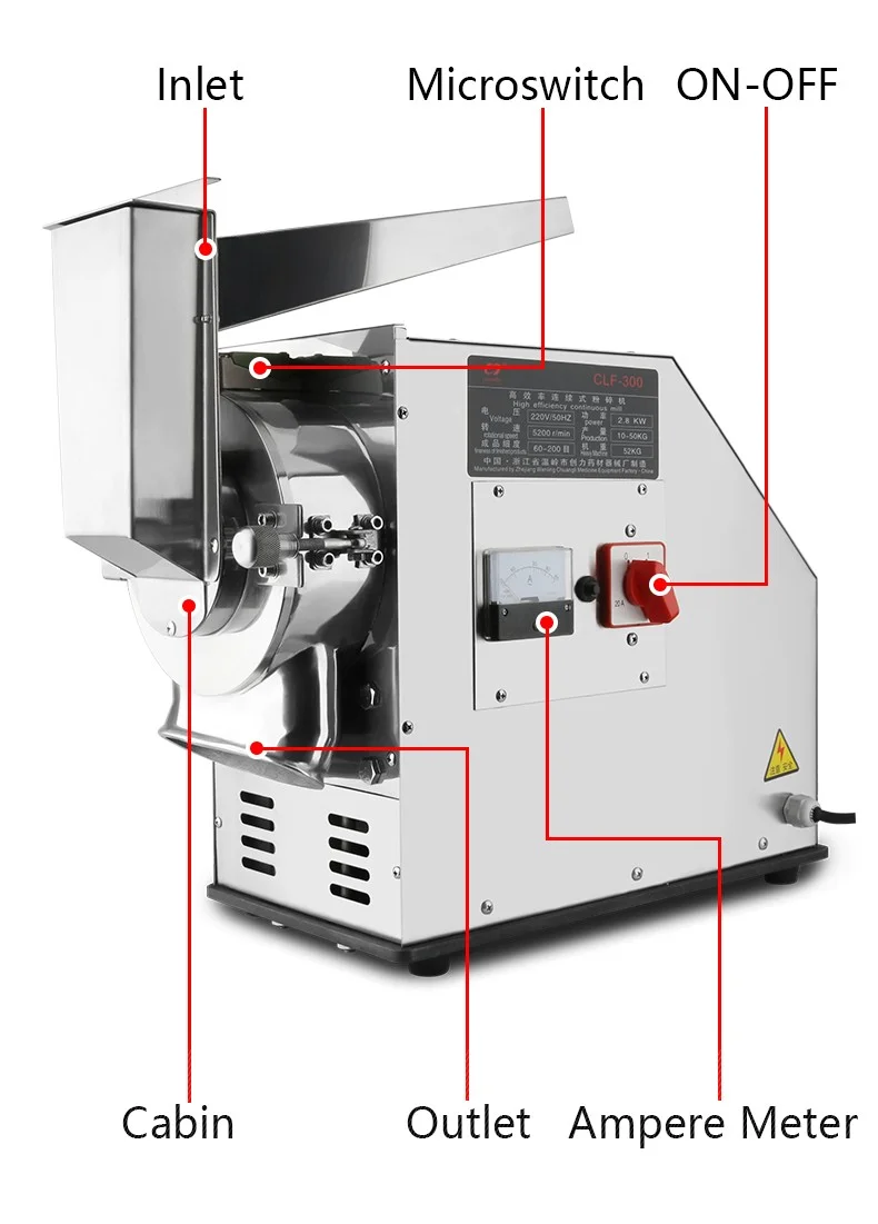 HANBOO Mills to Grind Wheat Spices Garlic Chili Corns and Vegetables High Speed Fine Chilli Powder Rice Grinder Pulverizer