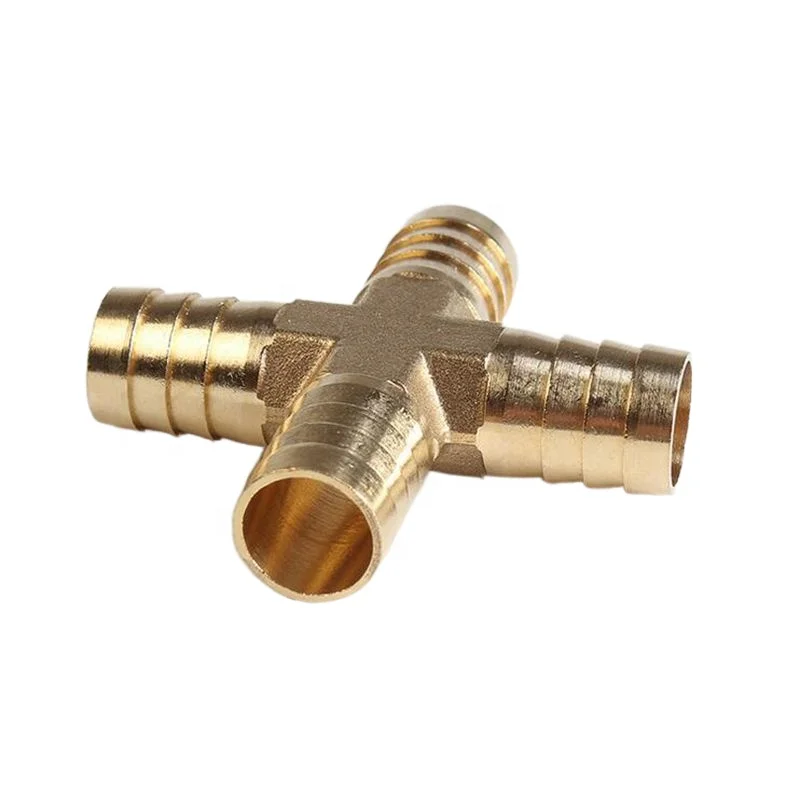 
Cross Type 12mm Brass Barb Fittings Pneumatic Parts Pagoda 4 Ways Branch Gas Hose Connector 