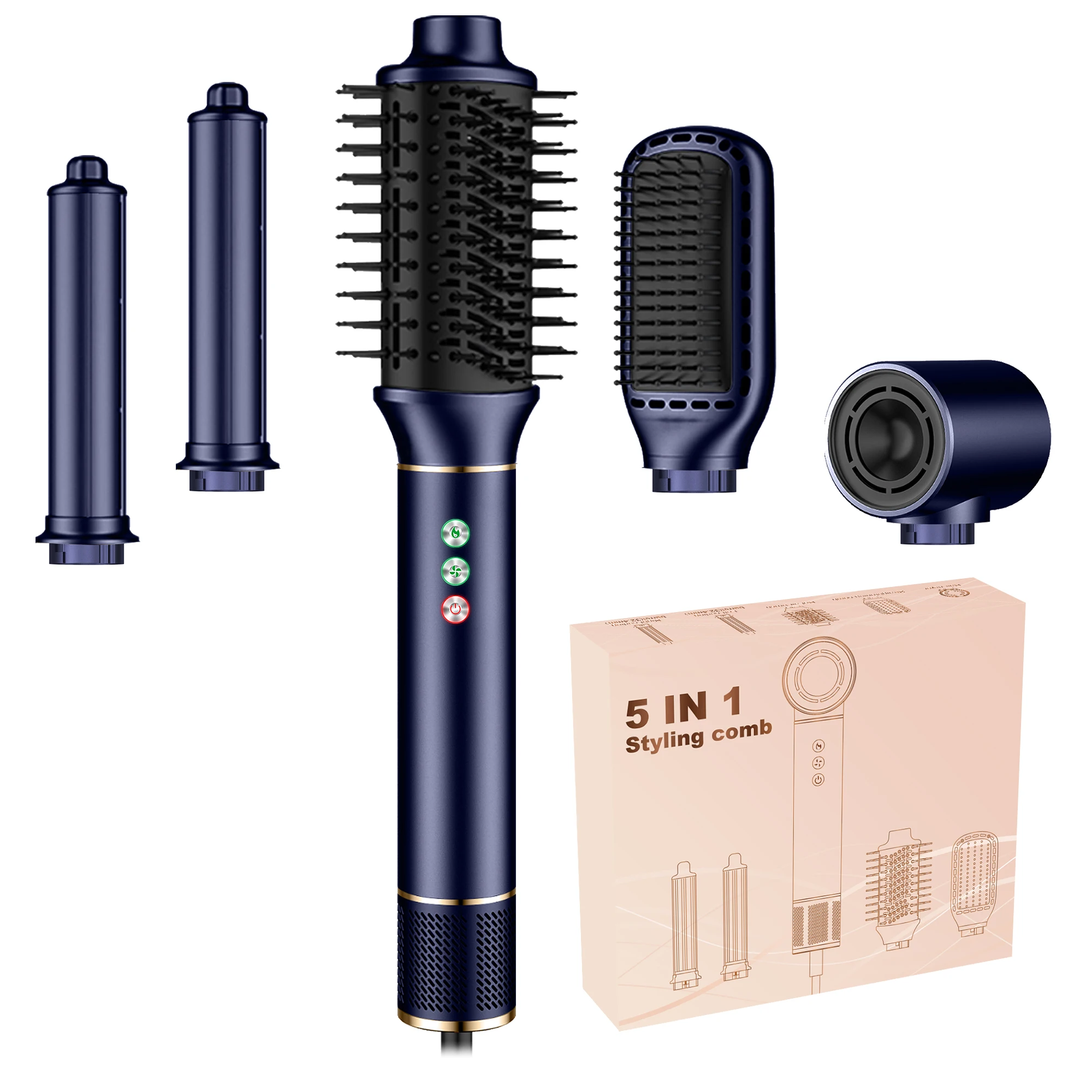 OEM 5 in 1 Auto Wrap Electric Hair Dryer Professional Hot Cold 1300W Hair Brush Dryer Comb One Step Airbrush Hair Dryer