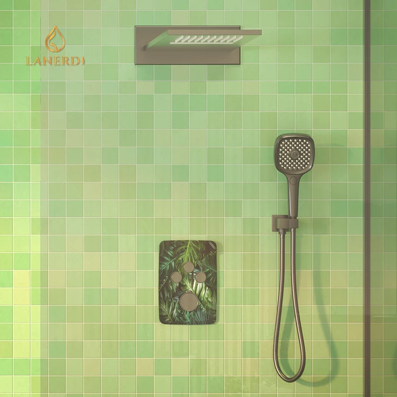 America UPC Bathroom Matte Black Rain Bathroom Shower Head Faucet Mixer Set