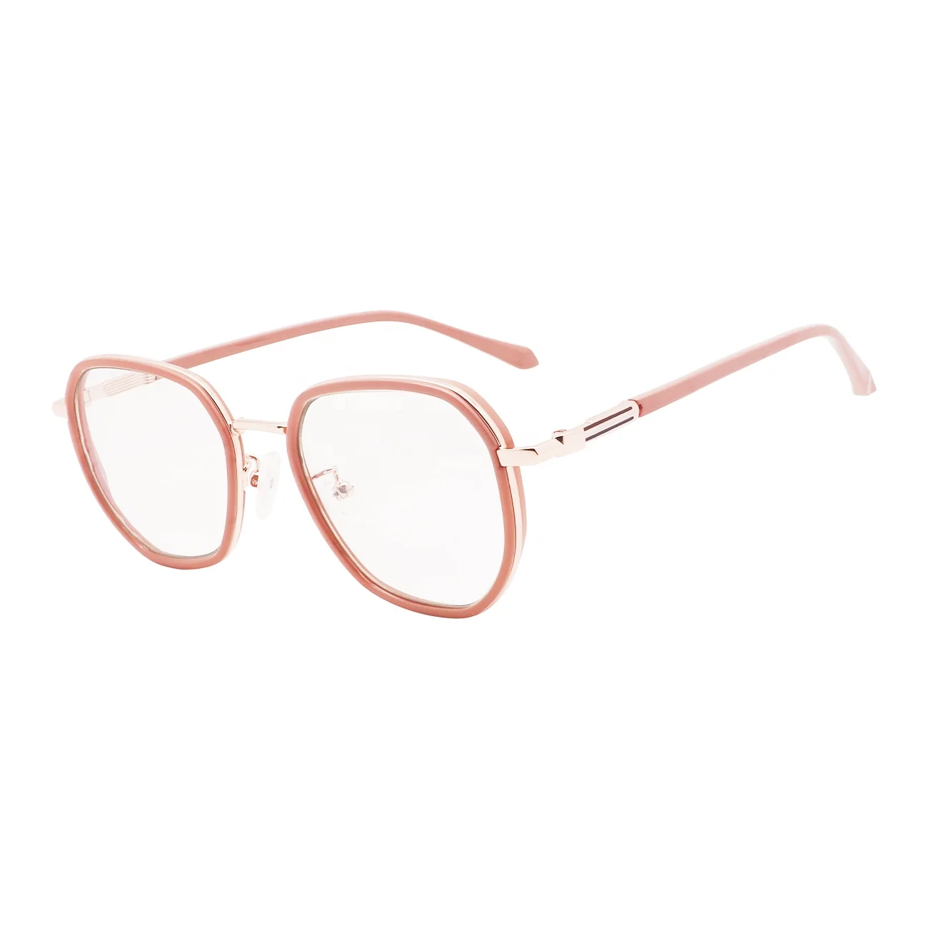 Fashionable TR90 Square Spectacle Frames Anti Blue Light Blocking Eyeglasses Pink Gold Eye Glasses Frames for Men Women UV400