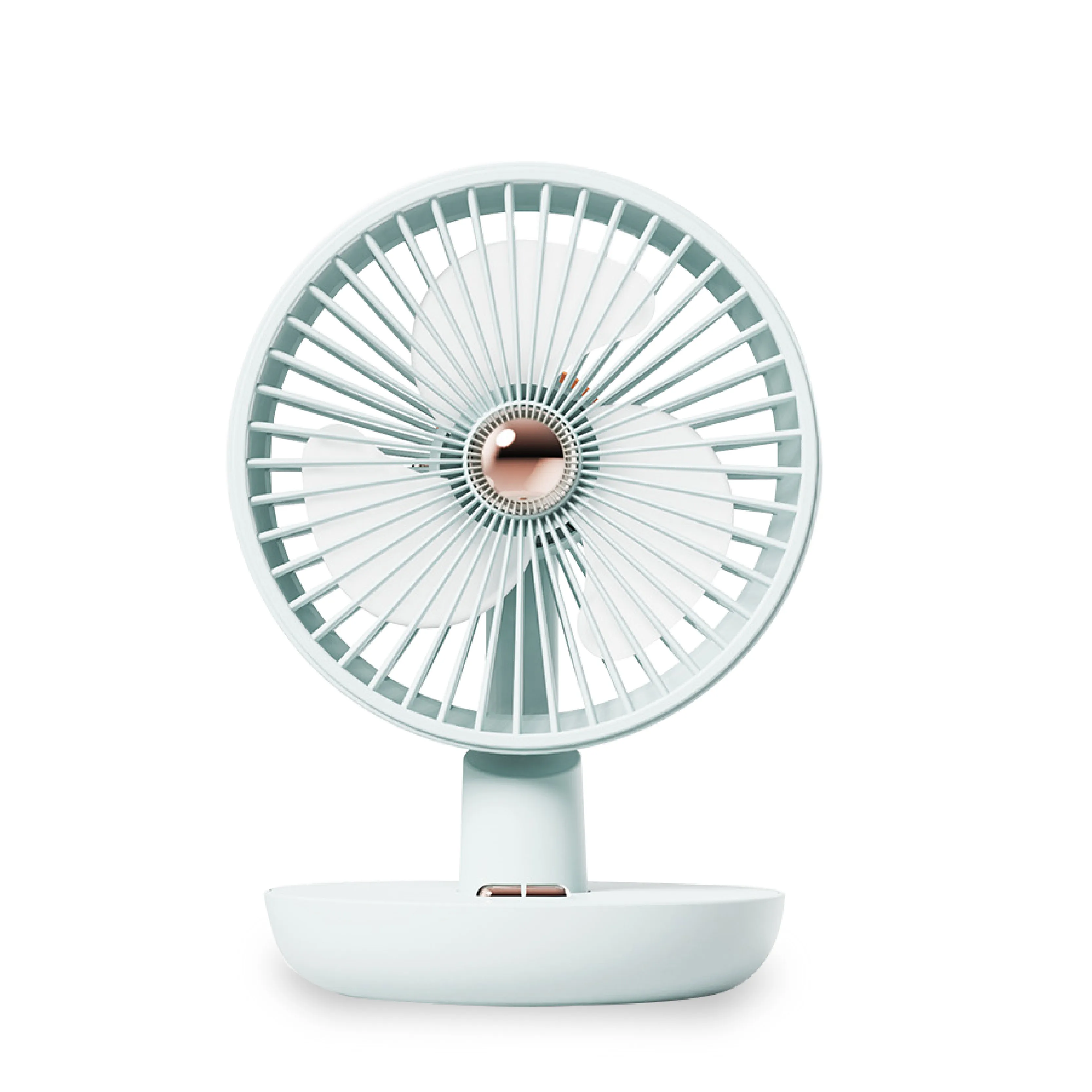 Table Desk Rechargeable Portable Foldable Shake Head Fans Mini Fan Kitchen Cool Air with 3 Vanes and 2400mah Battery Plastic 9W