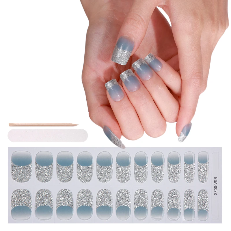 new technique un UV bake 100% pure polish Gel Nail Stickers easter apply used without UV lamp