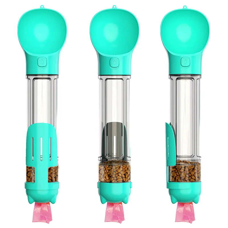 4-in-1 Travel Multifunctional Pet Water Bottle Portable Dog feeder with Food Container for On-The-Go Use