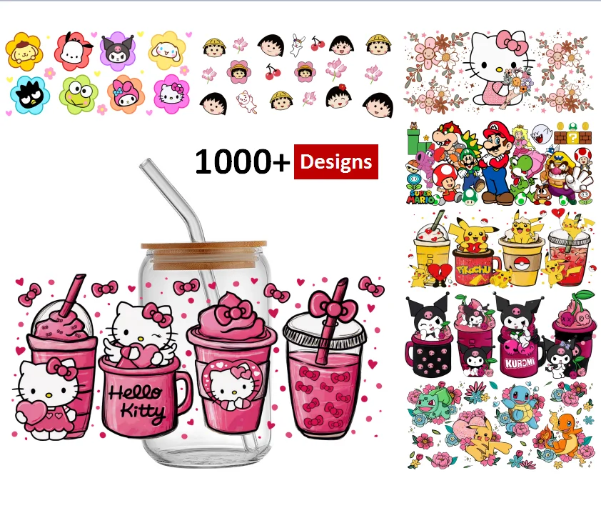 Custom Uvdtf Cup Wraps Design Ready To Ship Uc UV DTF Cup Wrap Transfer 16oz Printing Pegatina for Libbey Glass Cup Wrap Sticker