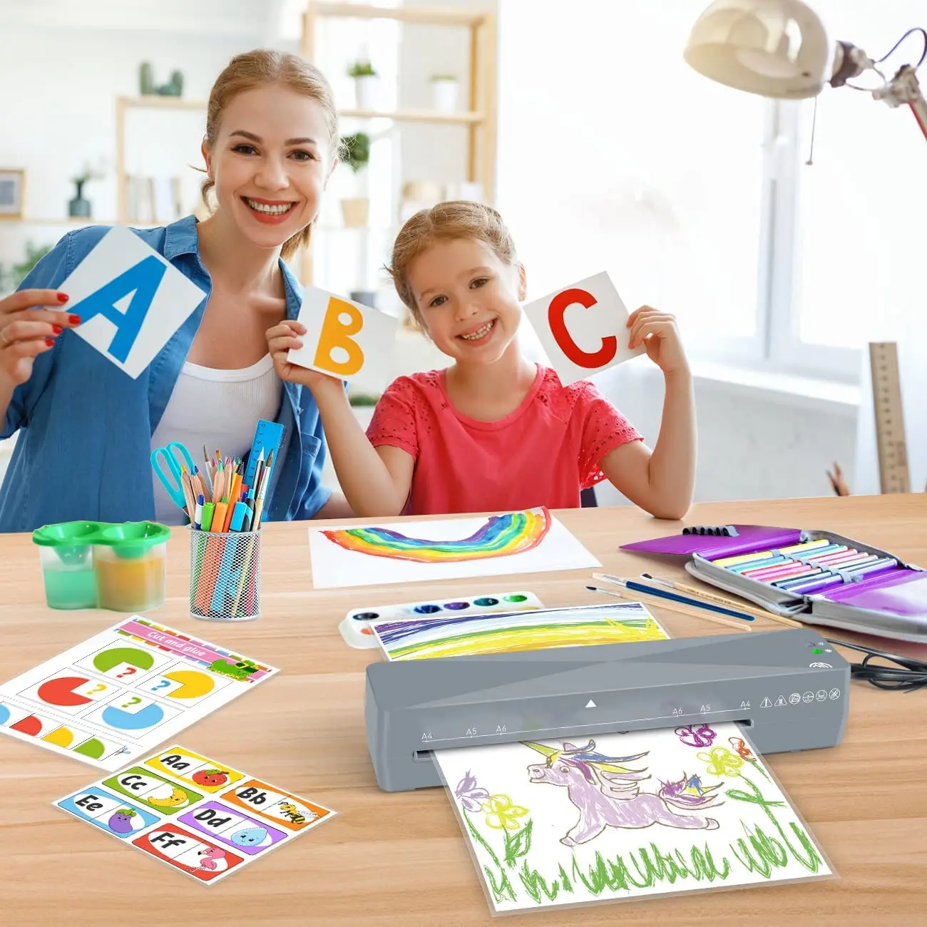 Manual Button School Office ID Card Paper Photo Letter Cards Cold Hot Laminating A4 Laminating Machine