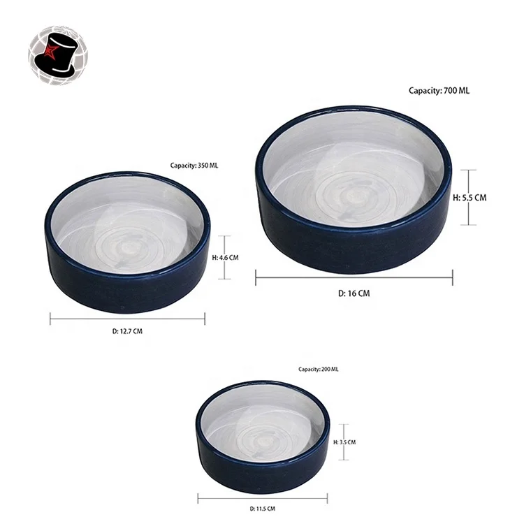 Dark Blue Pet Feeder Ceramic Dolomite Material Dog Plate  4 style pet cat bowl dog feeder  ceramic good pet water fountain