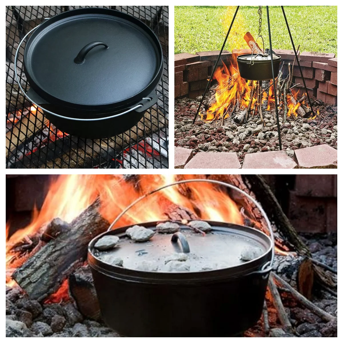 Manufacturer Custom Logo Eco Friendly Outdoor Indoor 18cm- 38cm Dutch Oven Cast Iron Pot