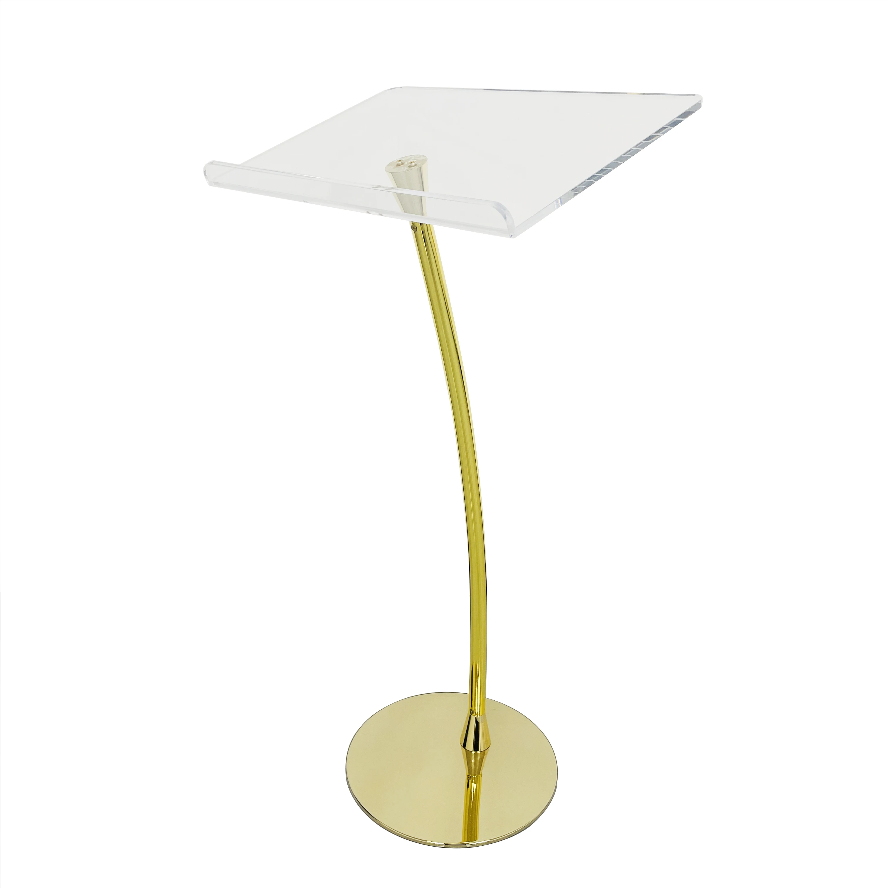 Luxury Golden Steel Church Lectern With Acrylic Top Transparent Detachable Lucite Podium The Most Popular Acrylic Pulpit Podium