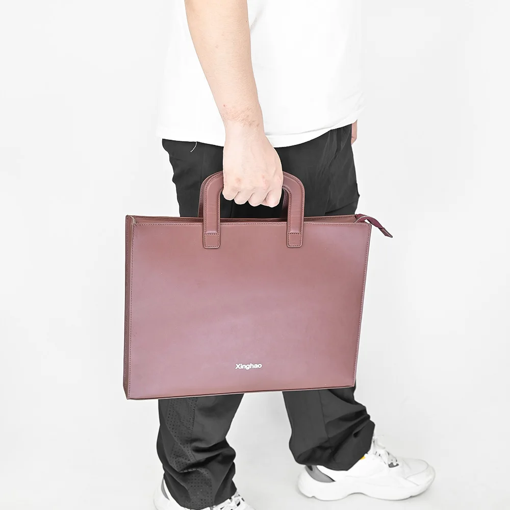 customize new arrival brown genuine real cowhide leather slim men laptop bag business briefcase for men